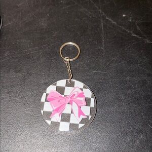 Checkered Print Bow Keychain
